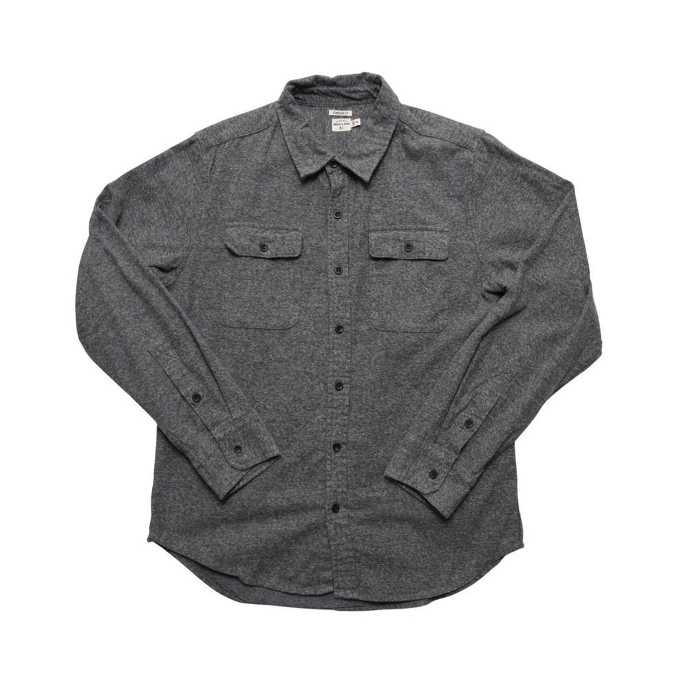 Bridge & Burn Mens Medium Gray Flannel Work Shirt PNW Portland Style